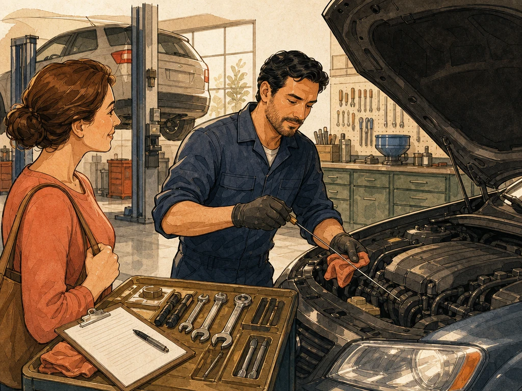 A technician performing scheduled maintenance with organized professional tools