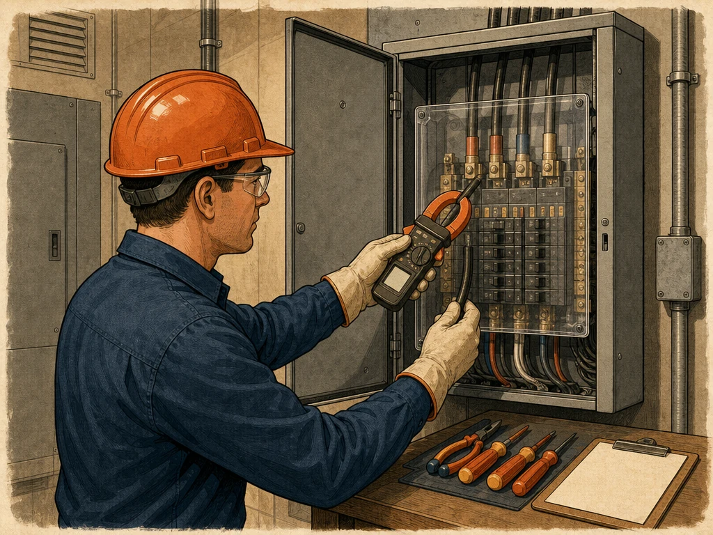 An electrician testing completed work and documenting the result