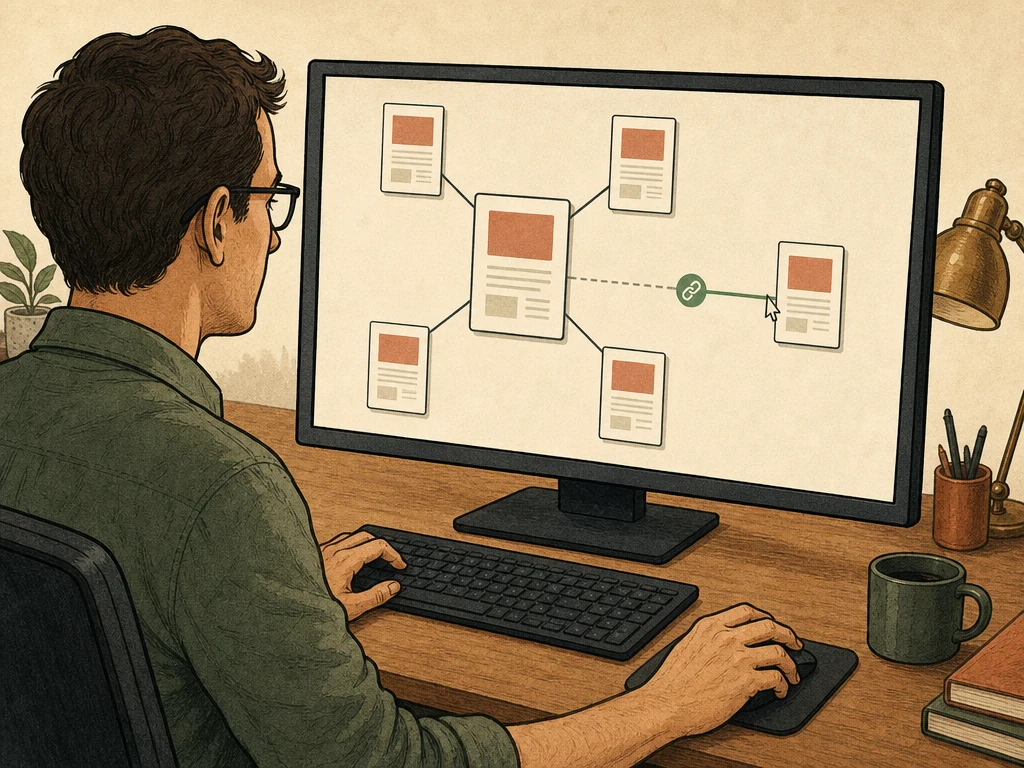 An editor discovering an isolated orphan page and reconnecting it to a relevant service hub