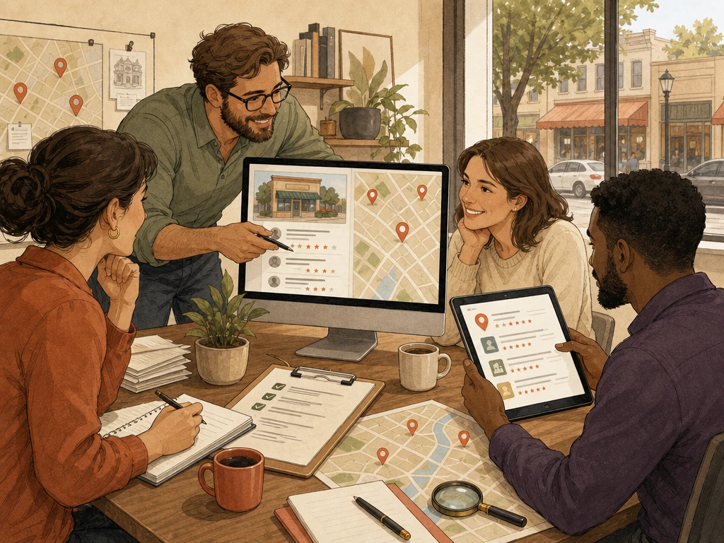 A team reviewing customer reviews local pages and important directory listings