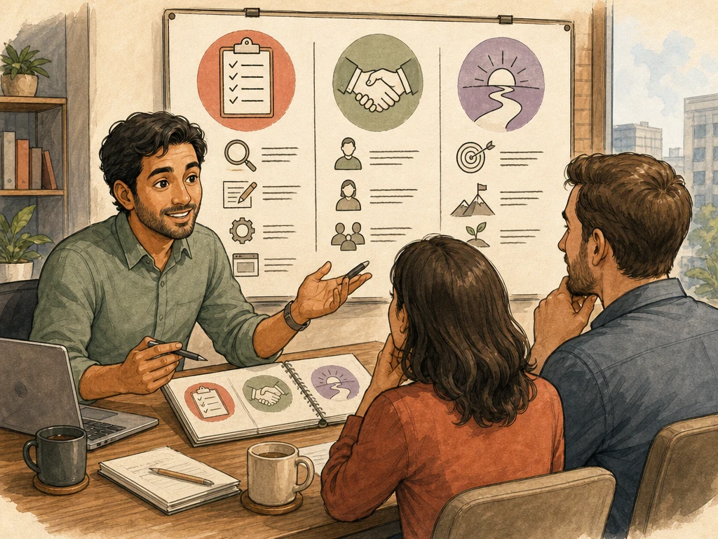 A consultant transparently explaining scope ownership reporting and realistic expectations