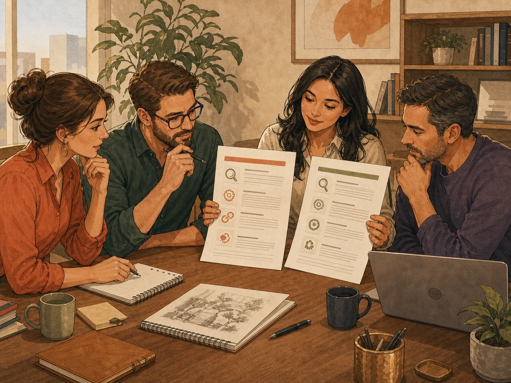 A business team comparing two SEO proposals without being distracted by guarantees