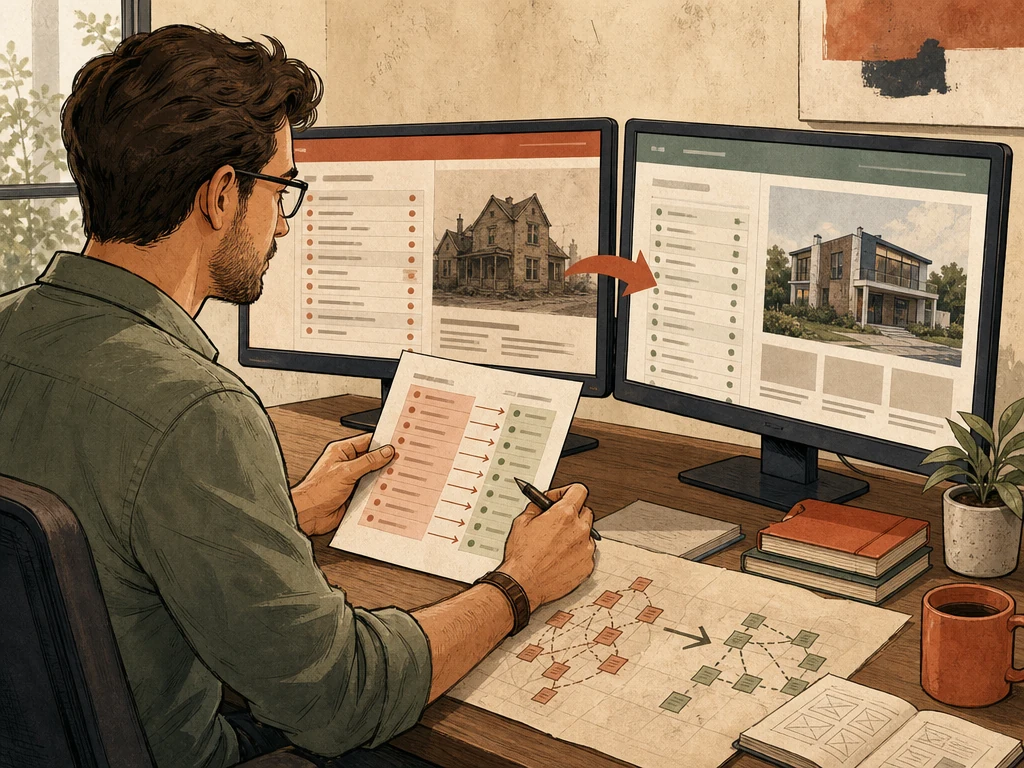 A developer checking an old URL inventory against a new site before launch