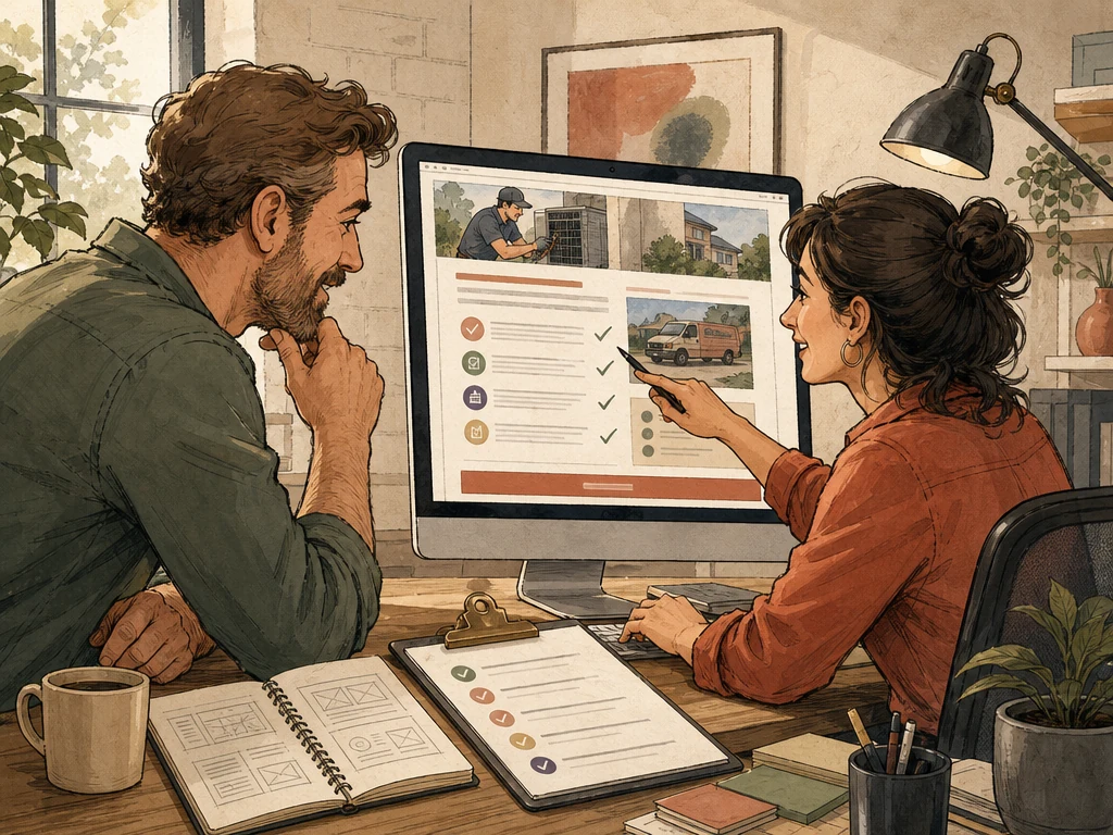 A business owner fact-checking a new service page with a web designer