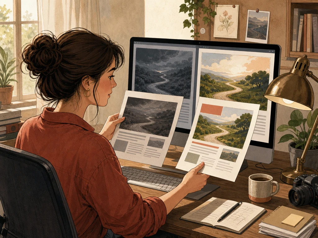 A content editor comparing changed pages before and after a decline